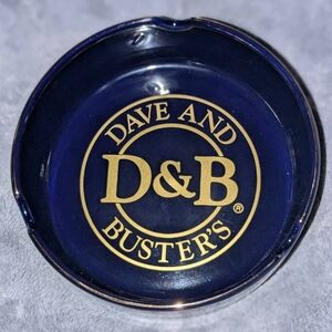 Dave & Buster's Vintage 90's Blue Ashtray With Gold Lettering- Collectible- GUC!
